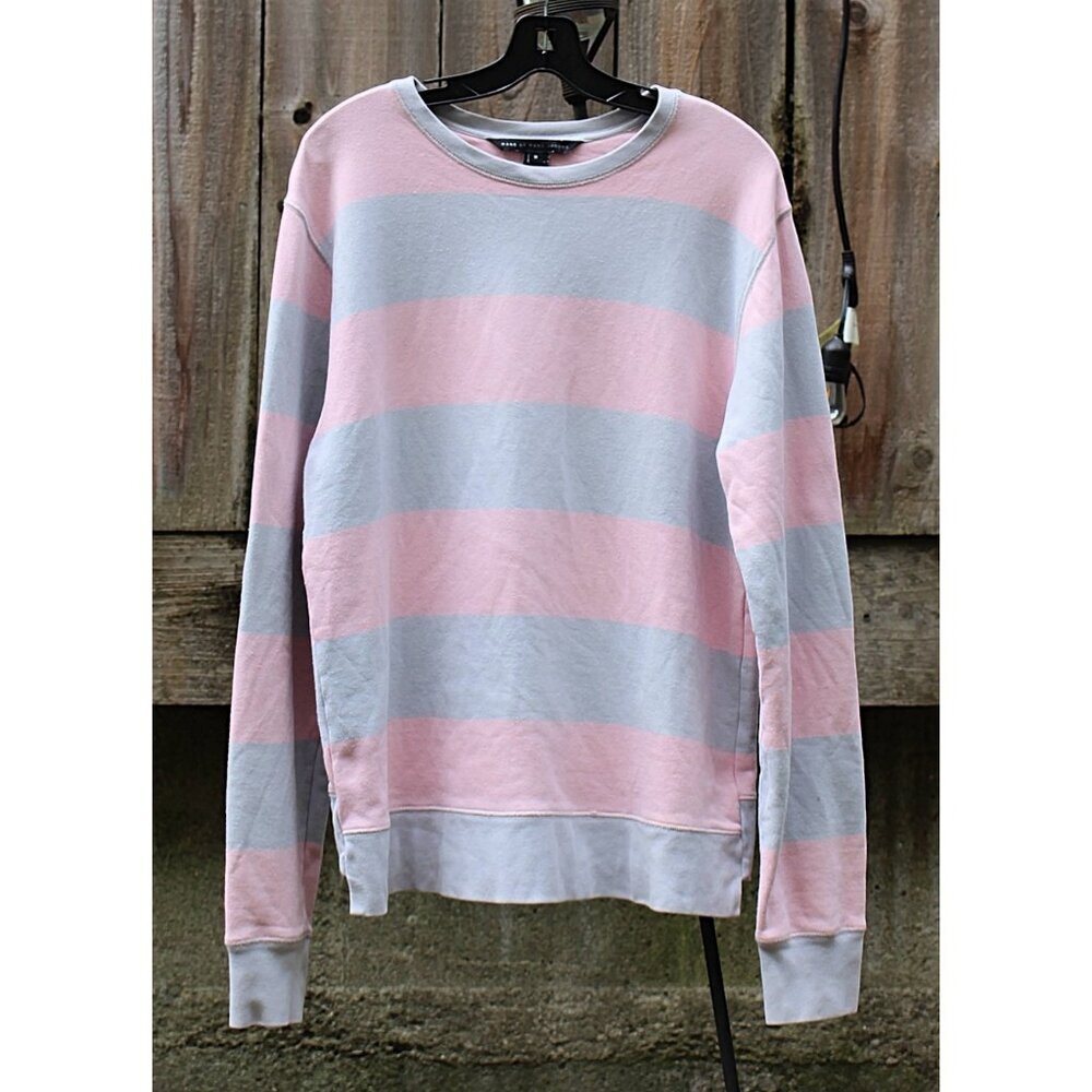 Marc by Marc Jacobs Grunge Sweatshirt in Cotton Terry, Pink Blue, Med
